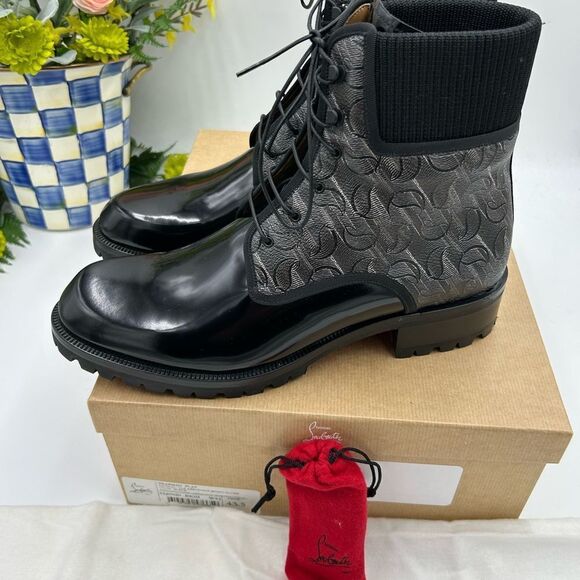 Men's Christian Louboutin Trapman leather boots size 43.5 made in Italy - Picture 4 of 10